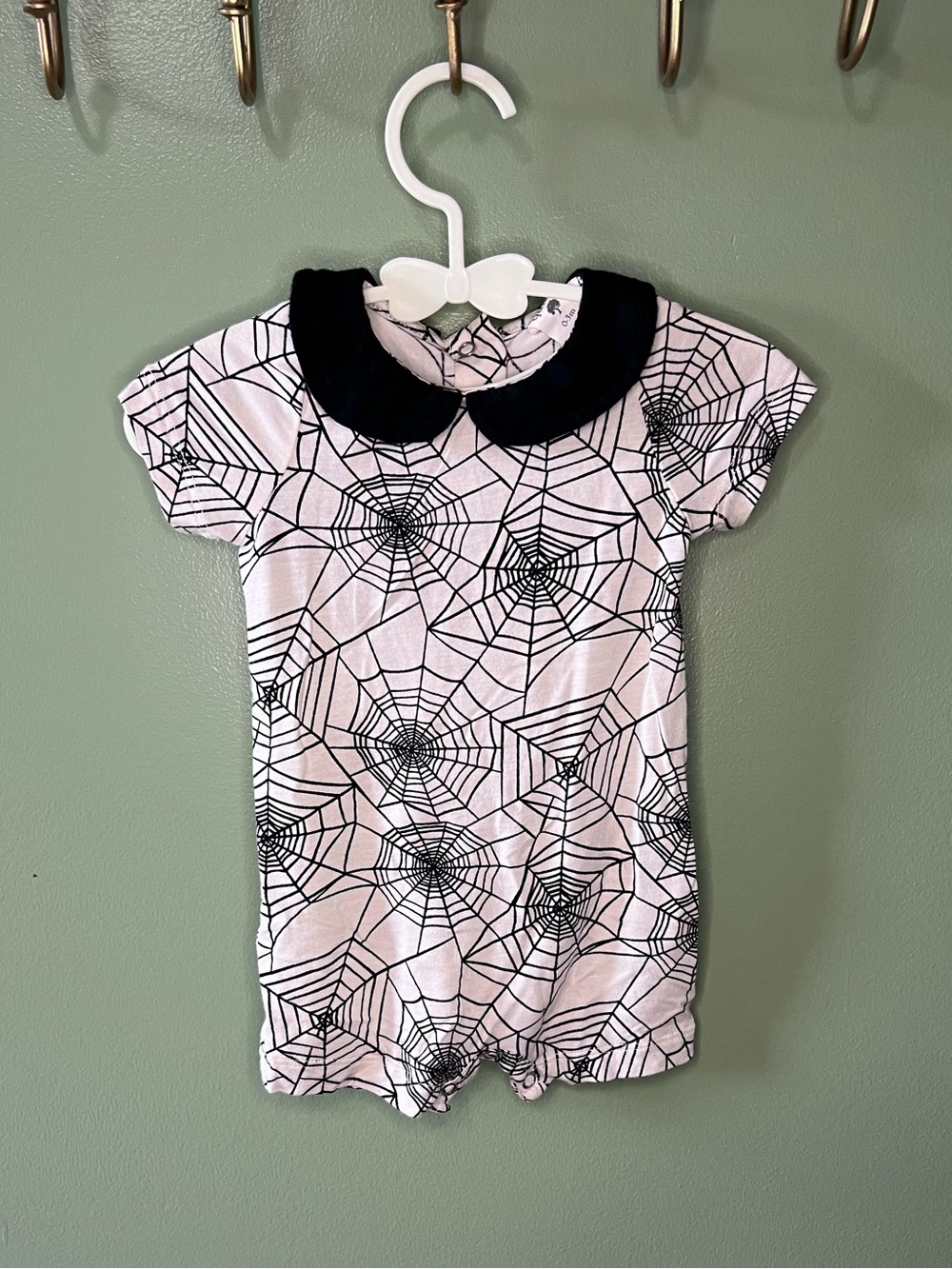 Kate Quinn Spiderweb Peter Pan Collar Romper Sz 0-3 Months